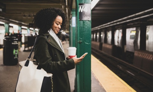 a woman in a subway area